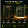 Bomba de aire recargable para camping – Luz LED, inflado rápido, compacta