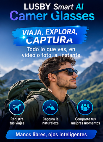LUSBY Smart AI Camer Glasses - lentes con IA, grabación de videos en 4K,  fotocromáticas de 8 MP, ajuste táctil, ideales para viajes y aventuras al aire libre, fotografía manos libres, traducción en tiempo real, conectividad Bluetooth y protección UV