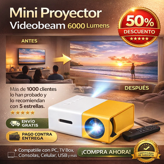 Proyector inteligente 4K Videobeam 250 Pulgadas Inteligente con WiFi y Bluetooth inalámbrico OFERTA ESPECIAL