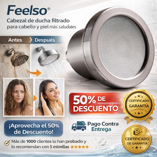 Feelso®️ Cabezal de ducha filtrado para cabello y piel más saludables