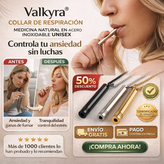 Valkyra®️ collar de respiración medicina natural en acero inoxidable UNISEX - Controla tu ansiedad sin luchas