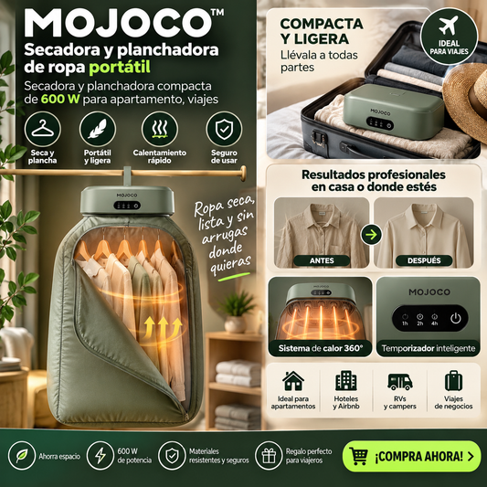MOJOCO™️ Secadora y planchadora de ropa portátil - Secadora y planchadora compacta de 600 W para apartamento, viajes