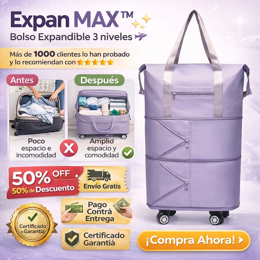 Expan MAX™️ Bolso Expandible 3 niveles ✨✈️ (Incluye 4 ruedas removibles)
