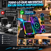 Altavoz Bluetooth 5 en 1 con inducción inalámbrica, soporte para teléfono, batería recargable de emergencia, luz ambiental multicolor y diseño plegable de 300° (compatible con tabletas, iPhone y Android)