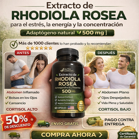 Extracto de Rhodiola Rosea para el estrés, la energía y la concentración - Adaptógeno natural [500 mg]