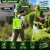 VAXMAY pulverizador de mochila a batería (3,2 galones, 80 PSI) para jardín; compatible con baterías Makita de 18 V; incluye 5 boquillas, batería de 2,0 Ah y cargador; presión de 80 PSI.
