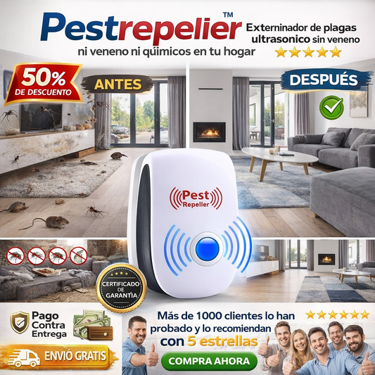 Pestrepelier™ Exterminador de plagas ultrasonico sin veneno ni químicos en tu hogar