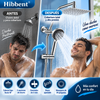 Hibbent Combo de ducha mejorado: cabezal tipo lluvia de latón de 10 pulgadas, ducha de mano de alta presión con 5 opciones de chorro dinámico, desviador de 3 vías totalmente metálico, brazo ajustable, manguera de 59 pulgadas, soporte y acabado cromado.