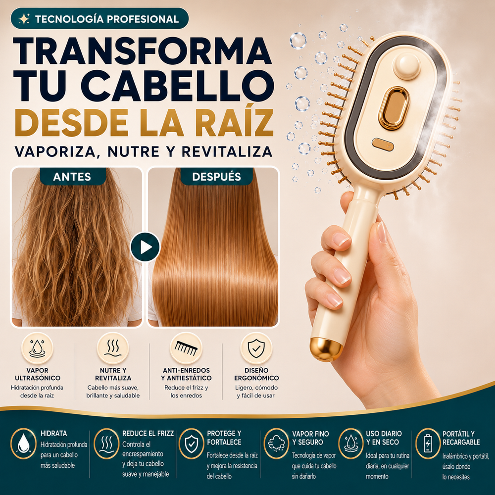 Peine con vaporizador de masaje con masajeador multifunción de uso profesional de peluquería