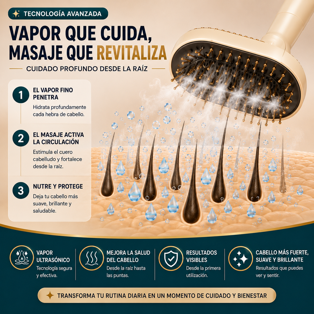 Peine con vaporizador de masaje con masajeador multifunción de uso profesional de peluquería