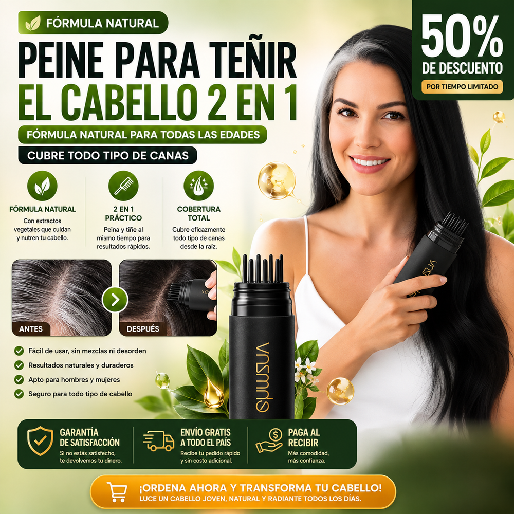 Peine para teñir el cabello 2 en 1 formula natural para todas las edades cubre todo tipo de canas