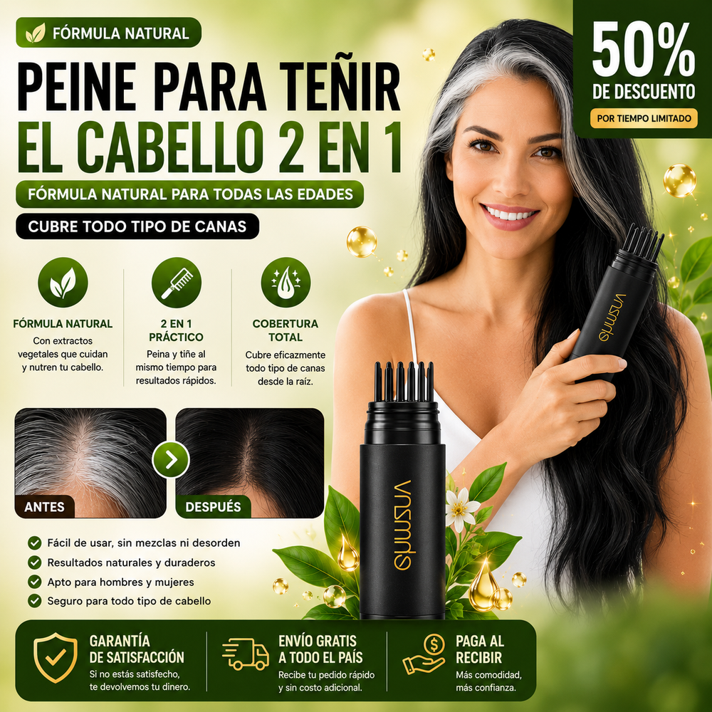 Peine para teñir el cabello 2 en 1 formula natural para todas las edades cubre todo tipo de canas