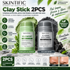 SKINTIFIC Clay Stick 2PCS(purificante de artemisa) / Volcano Detox (desintoxicante volcánico) / Bright Boost (iluminador y uniformador del tono); limpieza profunda de poros, control de grasa y fórmula no agresiva.