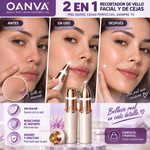 OANVA 2 in 1 Recortador de vello facial y de cejas para mujer, afeitadora facial recargable, eliminador de vello del labio superior y pelusa facial, perfilador de cejas de precisión, herramienta portátil e indolora para la eliminación de vello.