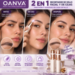 OANVA 2 in 1 Recortador de vello facial y de cejas para mujer, afeitadora facial recargable, eliminador de vello del labio superior y pelusa facial, perfilador de cejas de precisión, herramienta portátil e indolora para la eliminación de vello.
