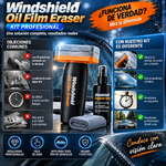 Windshield Oil Film Eraser - Kit profesional  eliminadora de película de aceite para parabrisas: limpiador profundo automotriz «todo en uno» con emulsión limpiadora, esponja, spray desengrasante, eliminador de restos de insectos,