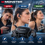 Auriculares inalámbricos inteligentes Monster (Bluetooth 6.0): diseño de gancho de titanio ultraligero ("gravedad cero"), cancelación de ruido, 145 horas de reproducción, auriculares ligeros, resistentes al agua y al sudor (i