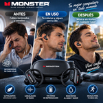 Auriculares inalámbricos inteligentes Monster (Bluetooth 6.0): diseño de gancho de titanio ultraligero ("gravedad cero"), cancelación de ruido, 145 horas de reproducción, auriculares ligeros, resistentes al agua y al sudor (i