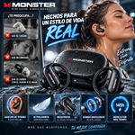 Auriculares inalámbricos inteligentes Monster (Bluetooth 6.0): diseño de gancho de titanio ultraligero ("gravedad cero"), cancelación de ruido, 145 horas de reproducción, auriculares ligeros, resistentes al agua y al sudor (i