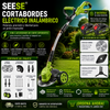 SEESE® Cortabordes eléctrico inalámbrico on 3 accesorios de corte diferentes para recortar y perfilar el césped, incluye 2 baterías y diseño de arrastre ligero; ideal para patios y jardines interiores y exteriores