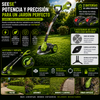 SEESE® Cortabordes eléctrico inalámbrico on 3 accesorios de corte diferentes para recortar y perfilar el césped, incluye 2 baterías y diseño de arrastre ligero; ideal para patios y jardines interiores y exteriores