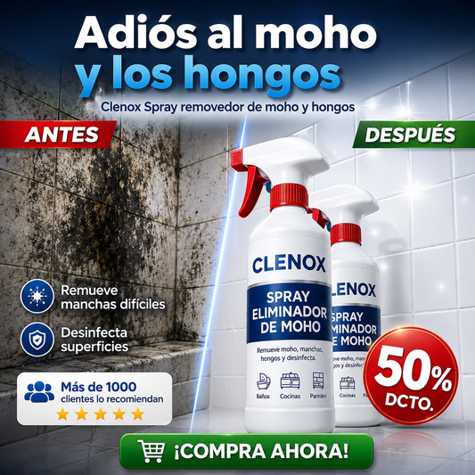 Clenox® Spray removedor de moho y hongos Elimina moho, hongos y bacterias al instante Desinfecta y deja las superficies impecables