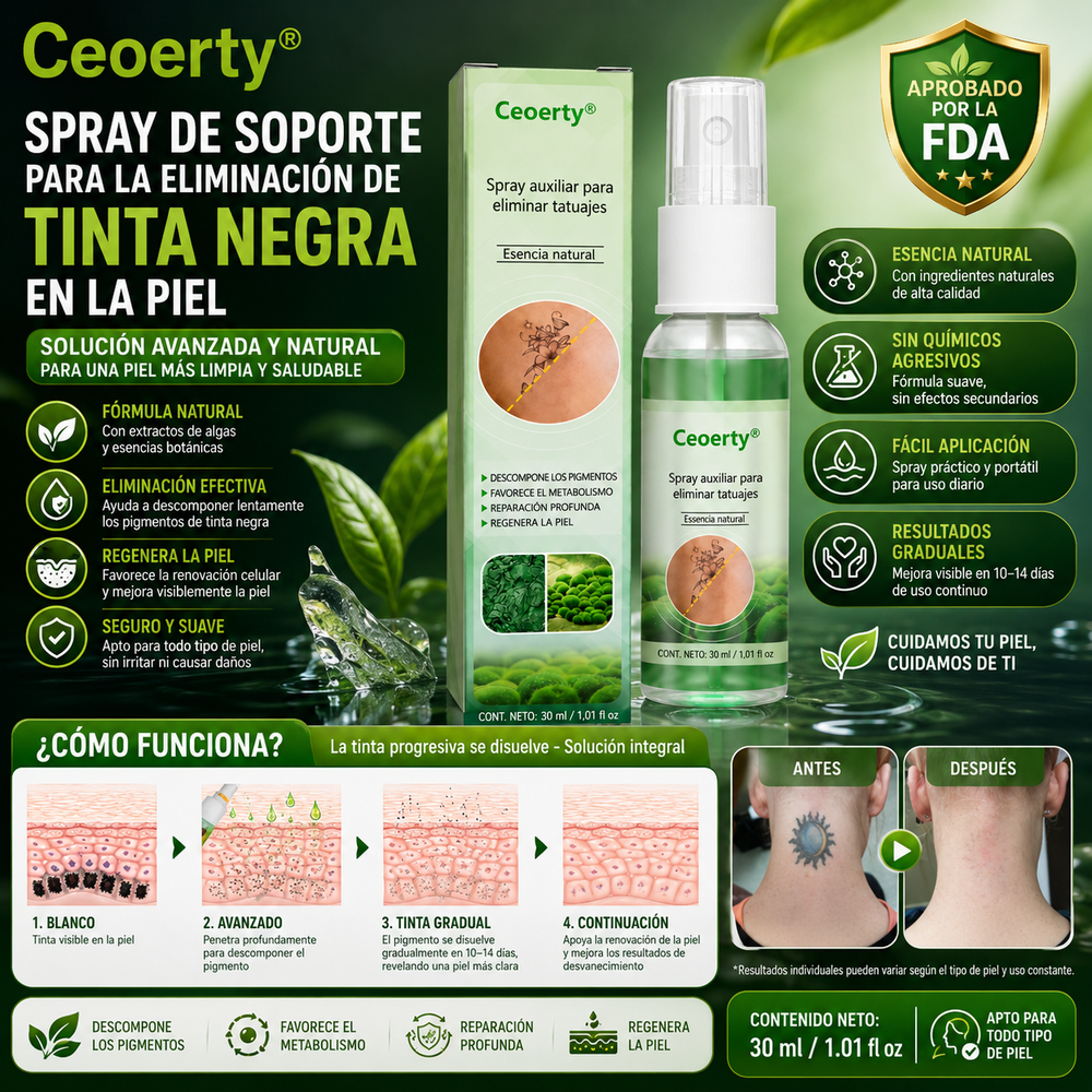 Ceoerty®️  Spray de soporte para la eliminación de tinta negra en la piel