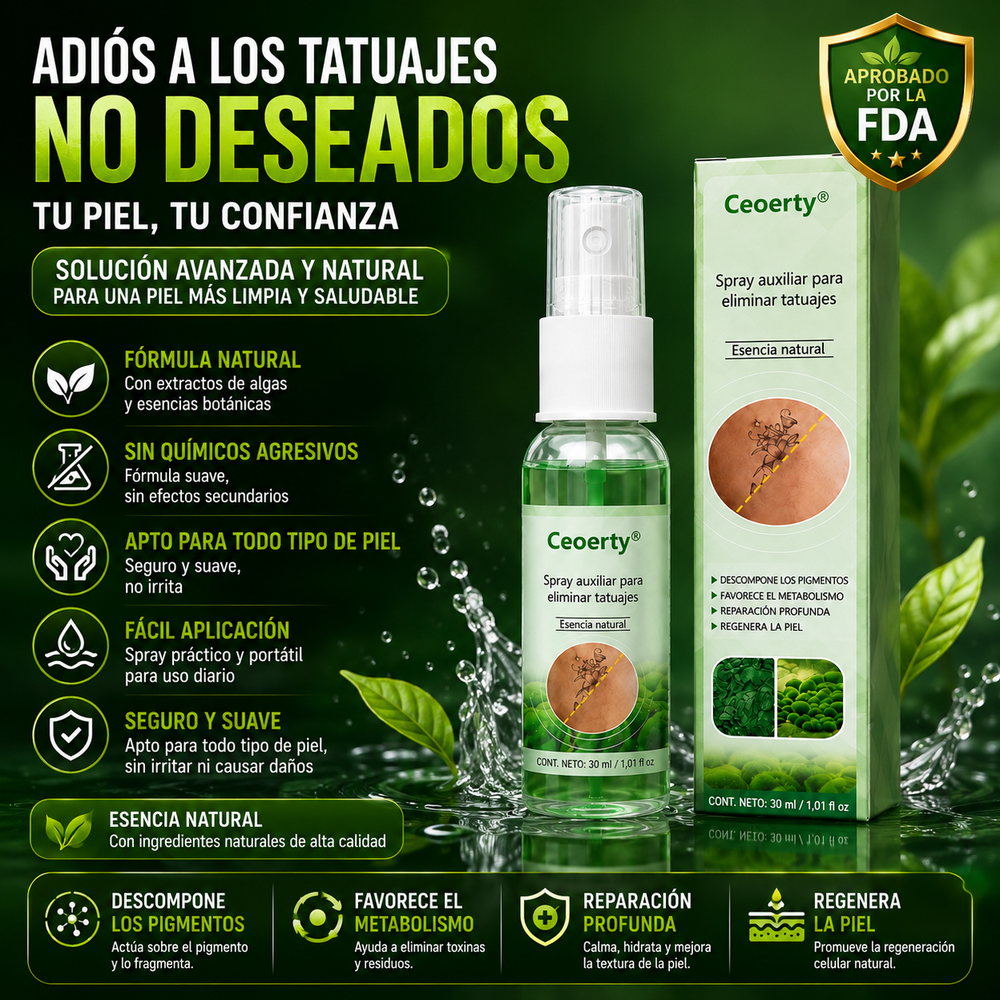 Ceoerty®️  Spray de soporte para la eliminación de tinta negra en la piel