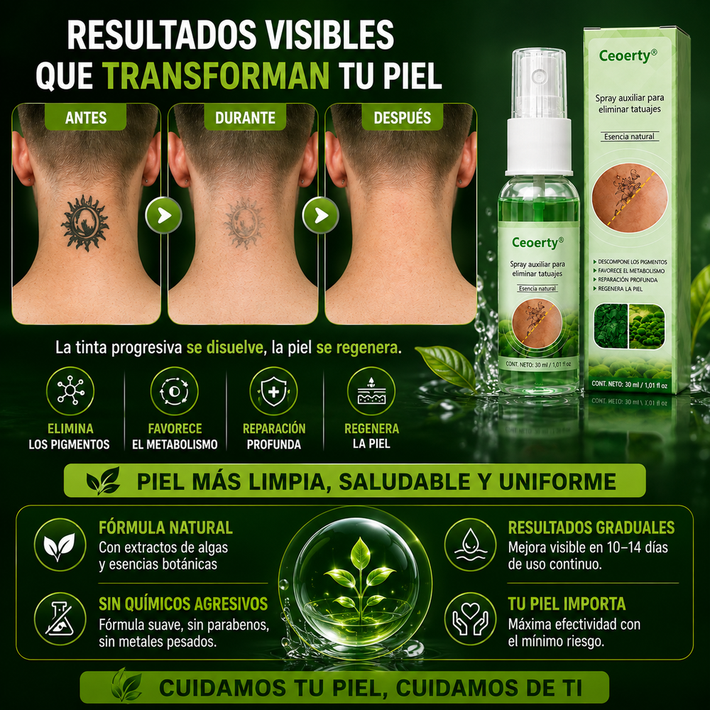 Ceoerty®️  Spray de soporte para la eliminación de tinta negra en la piel