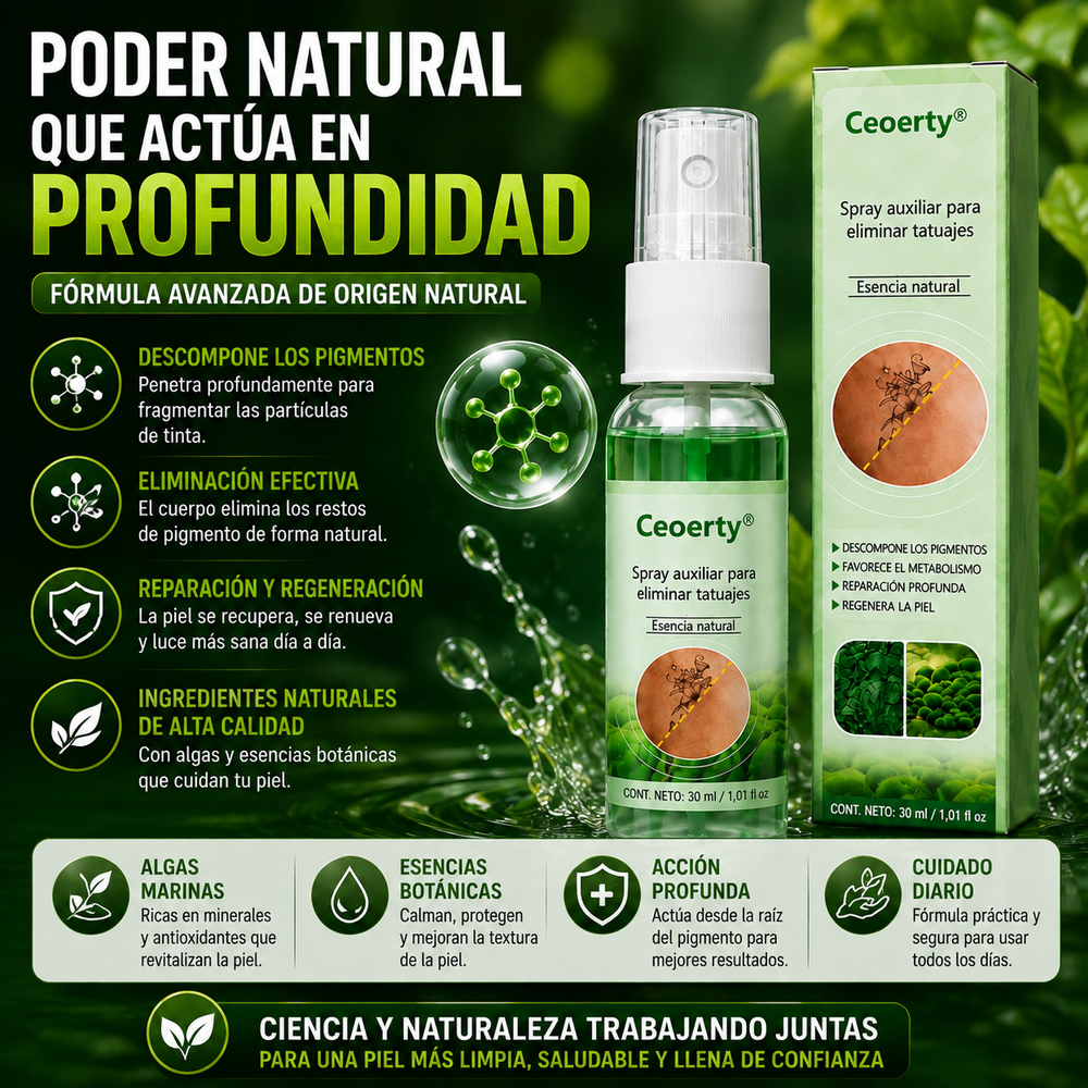 Ceoerty®️  Spray de soporte para la eliminación de tinta negra en la piel