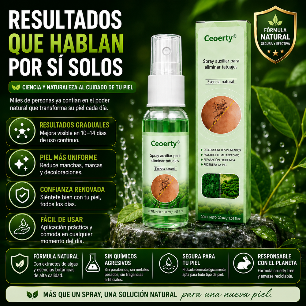 Ceoerty®️  Spray de soporte para la eliminación de tinta negra en la piel