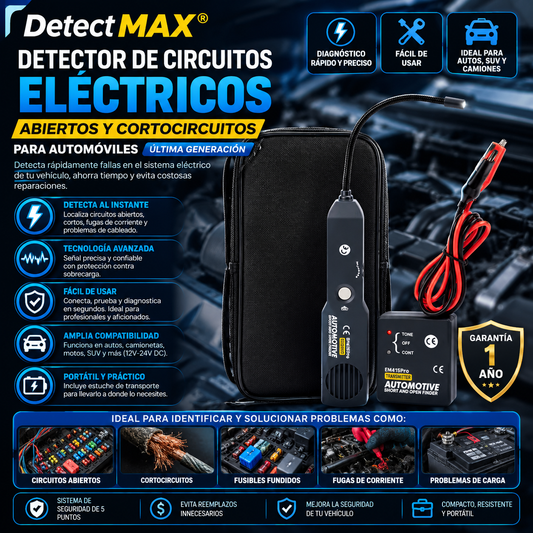 DetectMAX®️ Detector de circuitos eléctricos abiertos y cortocircuitos para automóviles ultima generación