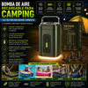 Bomba de aire recargable para camping – Luz LED, inflado rápido, compacta