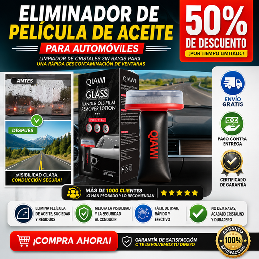 Eliminador de película de aceite para automóviles: limpiador de cristales sin rayas para una rápida descontaminación de ventanas.