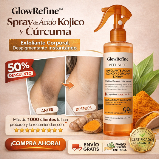 GlowRefine™️  tratamiento de Ácido Kójico y Cúrcuma | Exfoliante Corporal, Despigmentante instantáneo