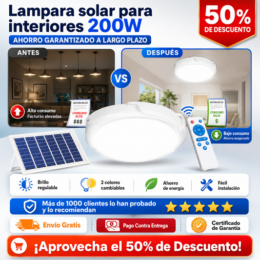 Lampara solar para interiores 200W – AHORRO GARANTIZADO A LARGO PLAZO