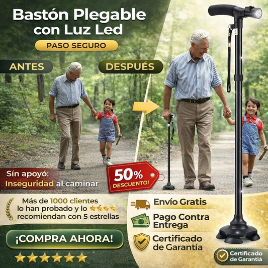 Trusty™️ Bastón Plegable con Luz Led - Paso Seguro