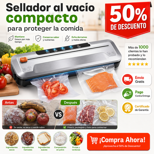 Sellador al vacío compacto para proteger la comida