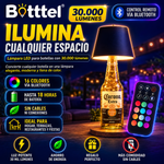 Bottel® Lampara led de 30 mil lumenes, control remoto via bluetooth con 16 colores, 18 horas de bateria, adaptable en botellas y cualquier espacio sin cables, ni conexiones molestas