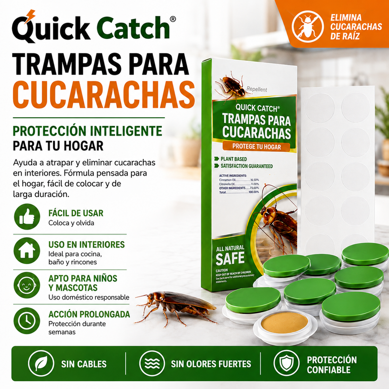 Quick catch®️ trampas para cucarachas, asesino de cucarachas para interiores, asesino de cucarachas para el hogar, apto para niños y mascotas