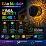 Solar Mandala Wall Lights Outdoor Lámpara de pared solar de proyección de mandala de siete colores, luz solar para exteriores, lámpara de proyección de valla de jardín, impermeables apta para todos los climas