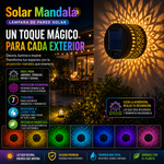 Solar Mandala Wall Lights Outdoor Lámpara de pared solar de proyección de mandala de siete colores, luz solar para exteriores, lámpara de proyección de valla de jardín, impermeables apta para todos los climas