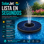 SolarJet | Fuente Solar Flotante Inteligente - Bomba de agua de fuente solar para piscina con energía solar para baño, jardín, estanque, piscina, al aire libre (1.4 Watios de potencia y bateria de 2000 mAh)