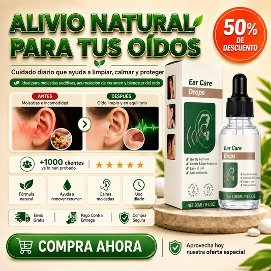 Gotas naturales para el cuidado y salud del oído, alivio del tinnitus, vértigo ocasionado por el oído