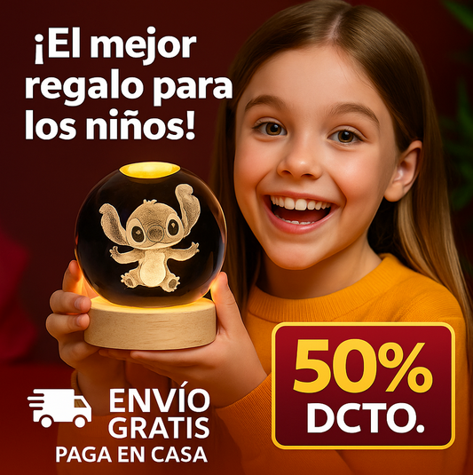 Lámpara de Cristal LED 3D de Stitch – El regalo mágico💙
